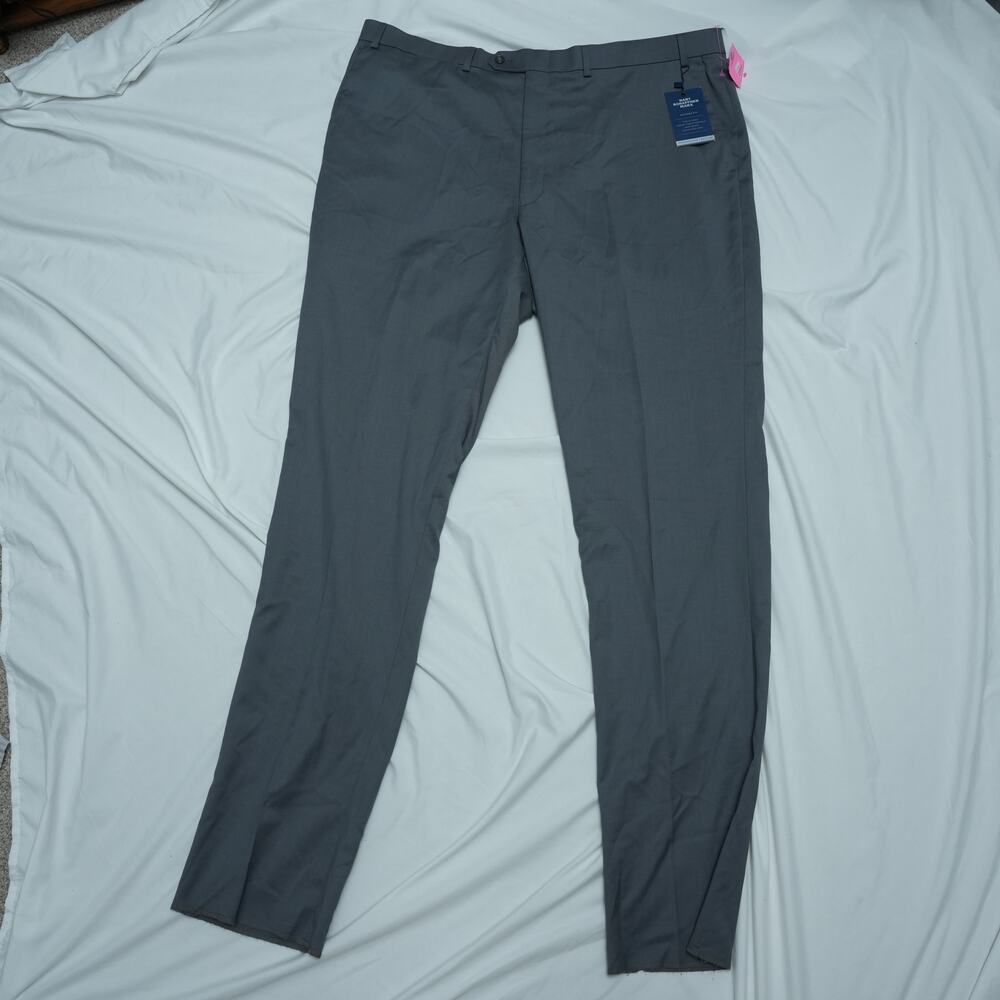 Hart Schaffner Marx Performance Traveler Dress Pants Mens 42R Gray Wool NWT